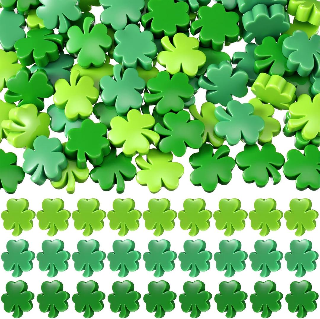 Wesiti 90 Pcs St. Patrick's Day Mini Resin Shamrocks Bulk Miniature Shamrock Vase Fillers Figurines DIY Craft Irish Clover Decor Landscape Garden Accessories for St. Patrick's Day Party Supplies