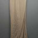 Glampunch Womens Off Shoulder Maternity Dress Ruffles Elegant Slim Gowns Fit Maxi Photography Dress, Small, Beige 