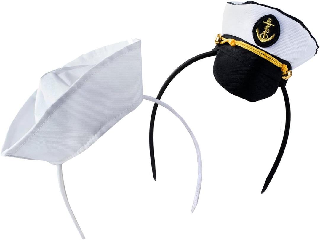 Tigerdoe Sailor Hat - Yacht Captain Hat Costume Headbands - Mini Hat Headbands