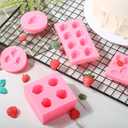 2 x 5Pcs Strawberry Baking Mold Silicone 3D Strawberry Chocolate Mold, Candy Jelly Flower Fondant Molds Ice Cream DIY Paper Cup Cake Biscuit Dessert Making