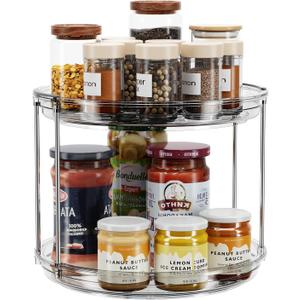 LAMU 2 Tier Lazy Susan Turntable Organizer 9.25'' Rotating Spice Rack Organization for Cabinet, Kitchen, Pantry, Countertop, Bathroom, Vanity, Medicine Cabinet Organizer, Grey (Gray)