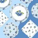 200Pcs Blueberry Party Decorations Blueberry Themed Plates and Napkins Blue and White Fruit Disposable Tableware Set for Birthday Picnic Tea Baby Shower Party Supplies Serves 50
