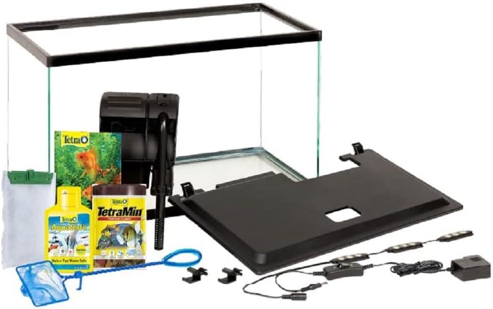 Tetra LED 10 Gallon Complete Fish Tank Kit
Aquarium Kit Includes White LED Light, 10 Gallon Glass Tank With Hinged Hood, Filter, Filter Cartridge, For Freshwater Fish