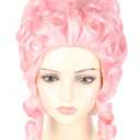 Colonial Wigs for Women Pink Victorian Court Vintage Wig Baroque Fluffy Beehive Wigs Halloween Costume Party Dress Wig