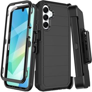 KECAI for Samsung Galaxy A16 5G Case with Belt Clip Holster,Built-in Screen Protector,Heavy Duty Shockproof Drop Protection Military Grade Full Body Rugged Durable Phone Cover (Black)