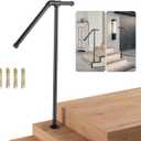 Single Post Handrail for Outdoor Steps - 41" Height Black Powder Coated Steel, DIY Tool Kit Included, Fits 1 or 2 Steps, Easy Installation & Corrosion Resistant