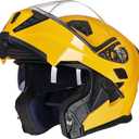ILM Motorcycle Modular Full Face Helmet for Adult Flip up Dual Visor LED Tail Light Optional DOT (Large, Yellow)