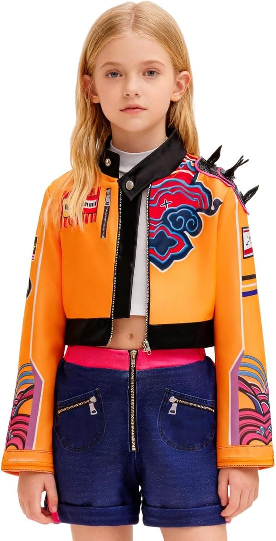 Orange Costume Kids Girls Halloween Fancy Dress Up 3PCS Set 120