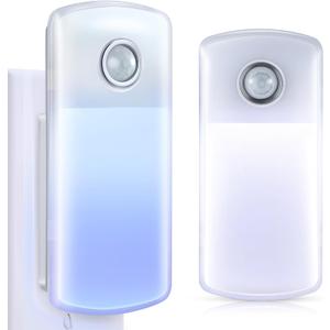 Enhon Emergency Power Failure Night Lights, 5-in-1 Multi Color LED Light, Rechargeable Flashlight with Foldable Plug, Automatic On Off Motion Sensor for Bedrooms, Hallways, Black Outs(2 Pack)