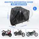 NEVERLAND Motorcycle Cover Waterproof Outdoor - Black Heavy Duty Scooter Cover, Motorbike Cover with Refletive Logo, Lock-Hole, Bandage, Storage Bag-Protect Against Dust, Debris, Rain and Weather(L) (L ( 87*38*44 inches ))