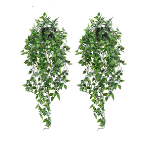 Whonline 2pcs Fake Hanging Plants, Artificial Potted Plants for Indoor Outdoor Aesthetic Office Living Room Shelf Decor
