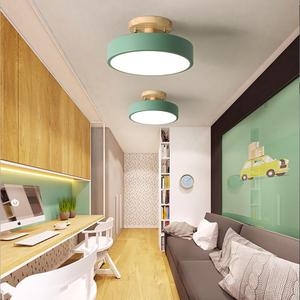 Dimmable LED Ceiling Light Fixture,1-Lights 9 Inch Modern Ceiling Lights Flush Mount Wooden 12W Green Chandelier for Living Room Bedroom Kitchen,3000K/4000K/6000K Temperatures Selectable