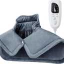NIUONSIX Heating Pad for Neck and Shoulder Birthday Christmas Gifts for Women Men Mom Dad Weighted Heated Pad for Pain Relief 6 Heat Settings 2H Countdown (Dark Grey)