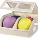 RZMAYIS Hat Storage for Baseball Caps-Holds Up to 24 Caps, Hat Organizer for Closet Stackable Hat Box with Cardboard, Dustproof Baseball Cap Organizer with 2 Handles for Home Travel (Beige, 1 Pack)