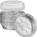 GUSTO [50 Count 9 Inch Disposable Round Aluminum Foil Pans with Clear Plastic Dome Lids, Great For Baking, Cooking, Storage, and Reheating (Formerly Comfy Package)