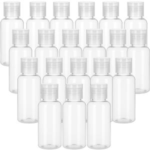 20Pcs 30ml/1Oz Clear Flip Cap Plastic Bottles Travel Size Empty Containers Refillable Small Bottles for Liquids, Toiletries, Lotion, Shampoo, Hand Sanitizer