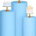 Cylinder Stand Covers Set of 3 - White Spandex Cylinder Pedestal Covers for Parties and Cake