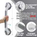 TAILI Grab Bars for Bathtubs and Showers 2 Pack Suction Grab Bar, Heavy Duty Shower Handle Removable Bath Handrails for Seniors and Elderly, Bathroom Safety Grip No Drilling Waterproof,Grey (16.8", Gray)