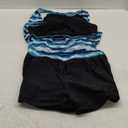 NIeyook Women Plus Size 3 Piece Tankini Swimsuits Athletic Bathing Suits with Boy Shorts Tank Top with Sports Bra (Gradient Blue & Black Stripes)