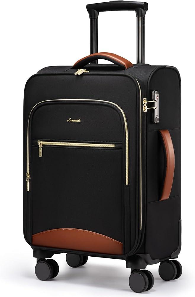 LOVEVOOK Carry On Luggage 22x14x9 Airline Approved, 20 Inch Softside Suitcases with Wheels, Lightweight Spinner Carry on Suitcase with TSA Lock, Water-Resistant Large Capacity Luggage for Travel