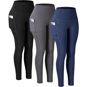 CHRLEISURE Leggings with Pockets for Women, High Waisted Tummy Control Workout Yoga Pants (XL)