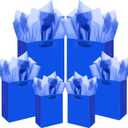 qiqee Dark Blue Gift Bags with Tissue Paper Mulit Assorted Sizes 10PCS Present Birthday Bags(2pcs Large 13", 4pcs Medium 9", 4pcs Small 6",Tissue Paper)