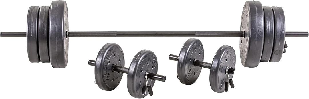 US Weight 105 Pound Barbell Weight Set for Home Gym| Adjustable Weight Set with Two Dumbbell Bars and Full 6 Ft Bar, Black