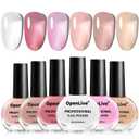 OpenLive Jelly Nail Polish Set 6 Colors White Pale Red Soft Pink Natural Nude Pale Purple Fresh Pink Purple All Seasons Neutral Color Quick Dry Nail Polish Set for Women Salon DIY Nail Art
