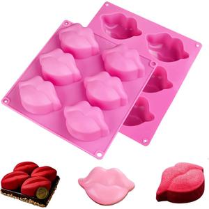 Hot Lips Molds Silicone For Soap,Large 3D Sexy Red Lip Kisses Collection Silicone Molds For Chocolate Chocolate Bomb Soap Bath Bomb Candle Wax Cake Decoration,Valentine Wedding Party Baking Mold