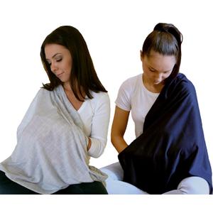 LK Baby 2pk Infinity Nursing Scarf Breastfeeding Cover Ultra Soft (Grey/Navy)