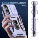 DEERLAMN Case for Samsung Galaxy S25 Edge with Slide Camera Cover+Screen Protector (1 Pack), Rotated Ring Kickstand Military Grade Shockproof Protective Cover-Light Purple (S25 Edge-6.7 Inch)