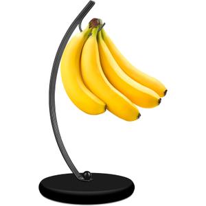 Banana Holder Stand - Hanging Hook Stands, Banana Hanger Hook Stand for Kitchen Counter (Modern, Full Black)