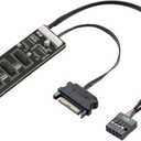 9Pin USB Header Splitter with SATA Power Cable, 9Pin USB Header Male 1 to 4 Female Extension Cable USB 2.0 Splitter Cable Connector for Motherboard, Adapter for CPU, WiFi Receiver, Fans, and RGB Light