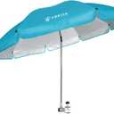 AMMSUN Chair Umbrella with Universal Clamp Adjustable 47 inches and 360° Swivel & UPF 50+ Protection Portable Sun Umbrella, Secure Clip on Camping/Beach Chairs, Stroller, Wheelchair, Golf cart, Lounger, Light Blue, Large-sized