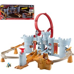 Hot Wheels Toy Car Track Set, Mario Kart Bowser’s Castle Playset & 1:64 Scale Die-Cast Kamek, Interactive Play, with Storage for 30+ Vehicles