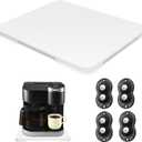 Appliance Slider 360 Rolling Tray for Coffee Maker- Bamboo Coffee Pot Slider Tray Countertop Rotation Sliding Tray with Wheels, Small Appliances Mat Easily from Under The Cabinet White(13.9"11.6")