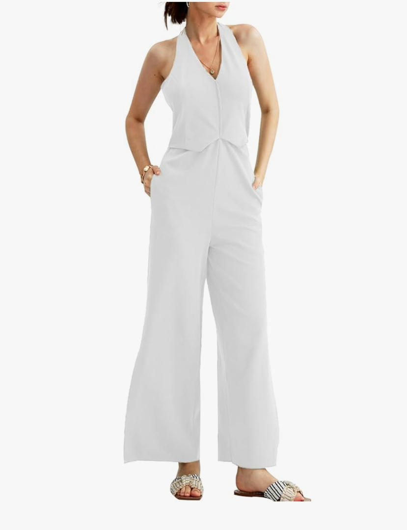 CHERFLY Jumpsuits for Women Dressy Elegant Outfits Summer Halter Overalls 2025 L