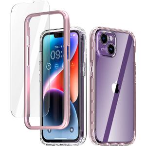 AICase for iPhone 14 Case Clear Full Body Rugged with [Tempered Glass Screen Protector] Bumper Slim Soft Silicone Heavy Duty Protection Shockproof Cover for iPhone 14 Case 6.1" 2022_4