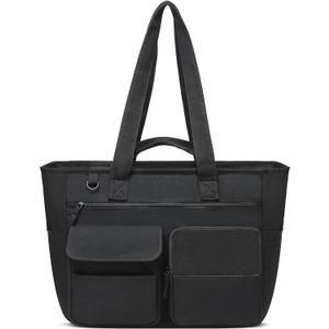 FOKDUVB Large Canvas Tote Bag with Zipper and Pockets for Women Utility Totes with Laptop Compartment for Work School Travel Heavy Duty Everyday Commuter Bags for Teacher Nurse Stuff Supplies Black