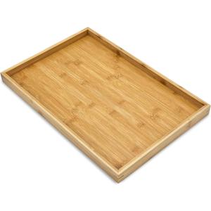 Bam & Boo Natural Bamboo Serving Tray Modern Rectangular (Bamboo, 17.75 x 11.8" x 1.2") for Food, Drinks, Decor, Vanity in Home, Kitchen, Bathroom, Coffee Table, Bed
