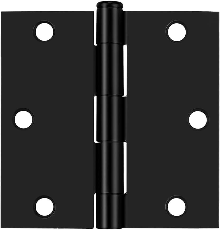 Probrico Interior Black Door Hinges, 3.5 X 3.5 Inch Door Hinges with Square Corners, Black Hinges for Doors, 12 Pack