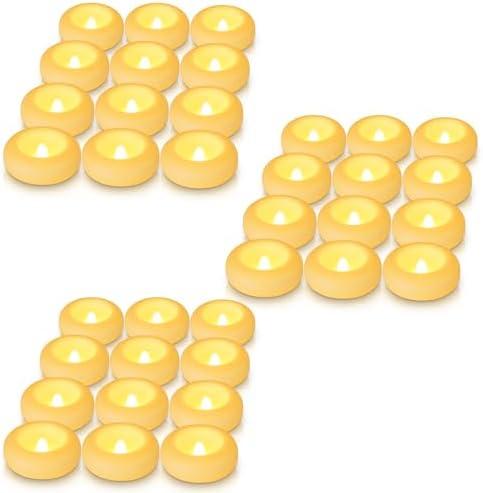 Aignis 36pcs Flameless LED Floating Candles Battery Operated, 120+ Hours Glow Time, 3 Inch Ivory Plastic Tealights, Cozy Light for Romantic Pool/Bathtub/Hot Bath/Wedding Centerpiece Decor