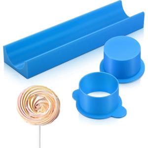 Round Cake Pop Mold Set with 9 Inch Tray and Pusher, 3D Printed Cake Pop Cutter and Pusher PLA Cutter Molds Kit for Home Baking Birthday Parties Wedding(1.75 Inch, Circle, Blue)