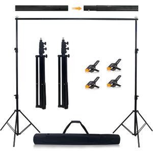 Photo Studio Backdrop Stand Support System,10'x8.5' Adjustable Backdrop Stand Kit with Backdrop Clip and Storage Tote for Portrait and Studio Photography (Black)