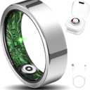 Smart Ring for Women Men Fitness Ring with Step Counting, Heart Rate, Blood Oxygen, Pressure Monitoring, Sleep Monitoring, IP68 Waterproof for iPhone and Android, No Subscription Fee,Silver 9#