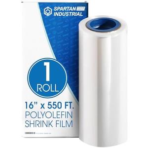 Spartan Industrial - 16" X 550' Polyolefin Centerfold Heat Shrink Wrap Roll - 80 Gauge Shrinkable Film for Packaging Books, Toys, Sporting Goods, Medical Supplies, and More