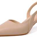 Mostrin Kitten Heels for Women Slingback Pointed Closed Toe Heels Women's Pumps Shoes for Wedding, Party, Commuting (7.5, Kh10-nude)