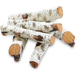 Gas Fireplace Log Set Ceramic White Birch for Indoor Insert, Vented, Propane, Electric Gas Fireplace, Linear Fire Pits Ceramic Fiber, Fireplace Decor Large Birch Logs for Smoke Hollow Grill, 6PCS