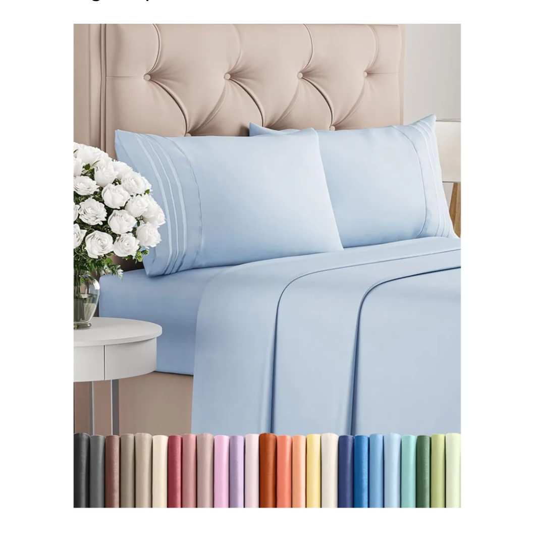 Queen Size 4 Piece Sheet Set - Comfy Breathable & Cooling Bed Sheets Set - Hotel Luxury Bedding for Women, Men, Kids, Teens, Boys & Girls - Deep Pockets, Ultra-Soft, Wrinkle Free - Oeko-Tex - Sky Blue