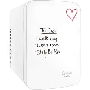 Cooluli Vibe Mini Fridge for Bedroom - With Cool Front Magnetic Whiteboard - 15L Portable Small Refrigerator for Travel, Car & Office Desk - Plug In Cooler & Warmer for Food, Drinks & Skincare (White), 15 Liter